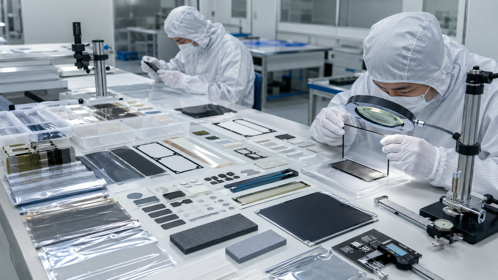 Quality inspection of die cut films and adhesive materials for display modules