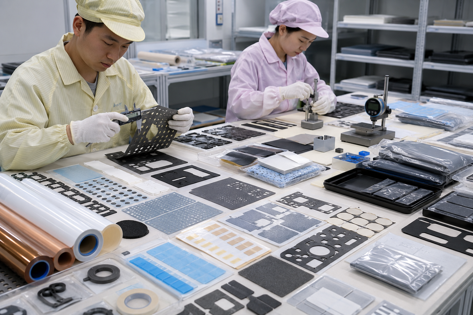 Quality inspection of perforated and die cut flexible materials before OEM assembly