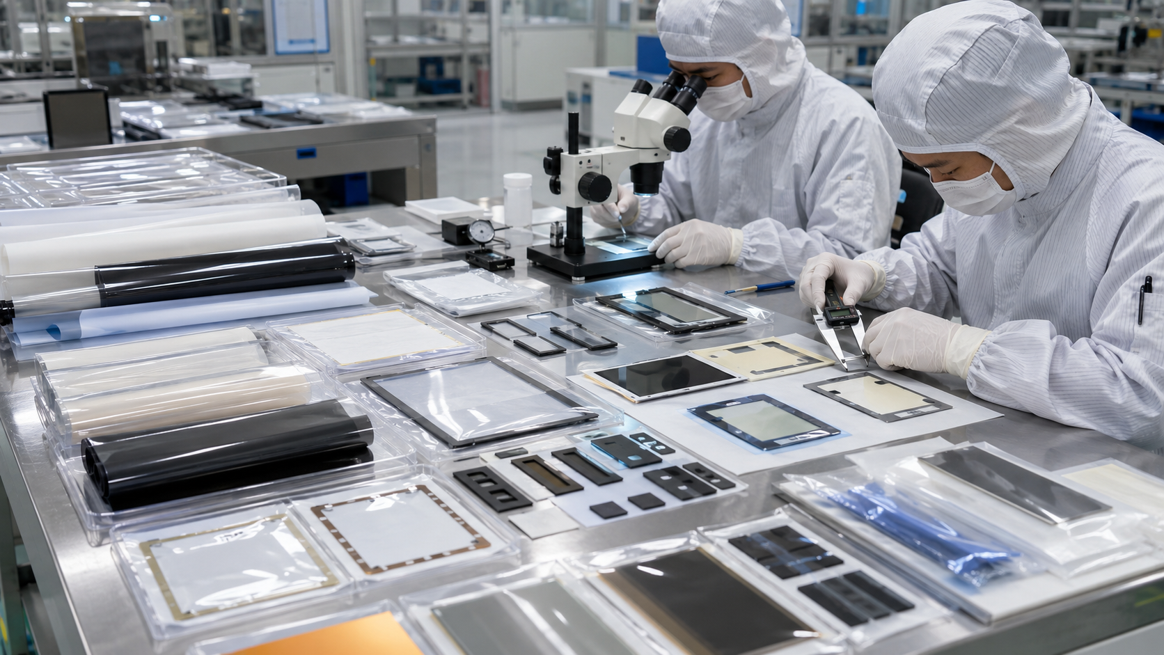 Quality inspection of die cut films adhesive materials and display module components