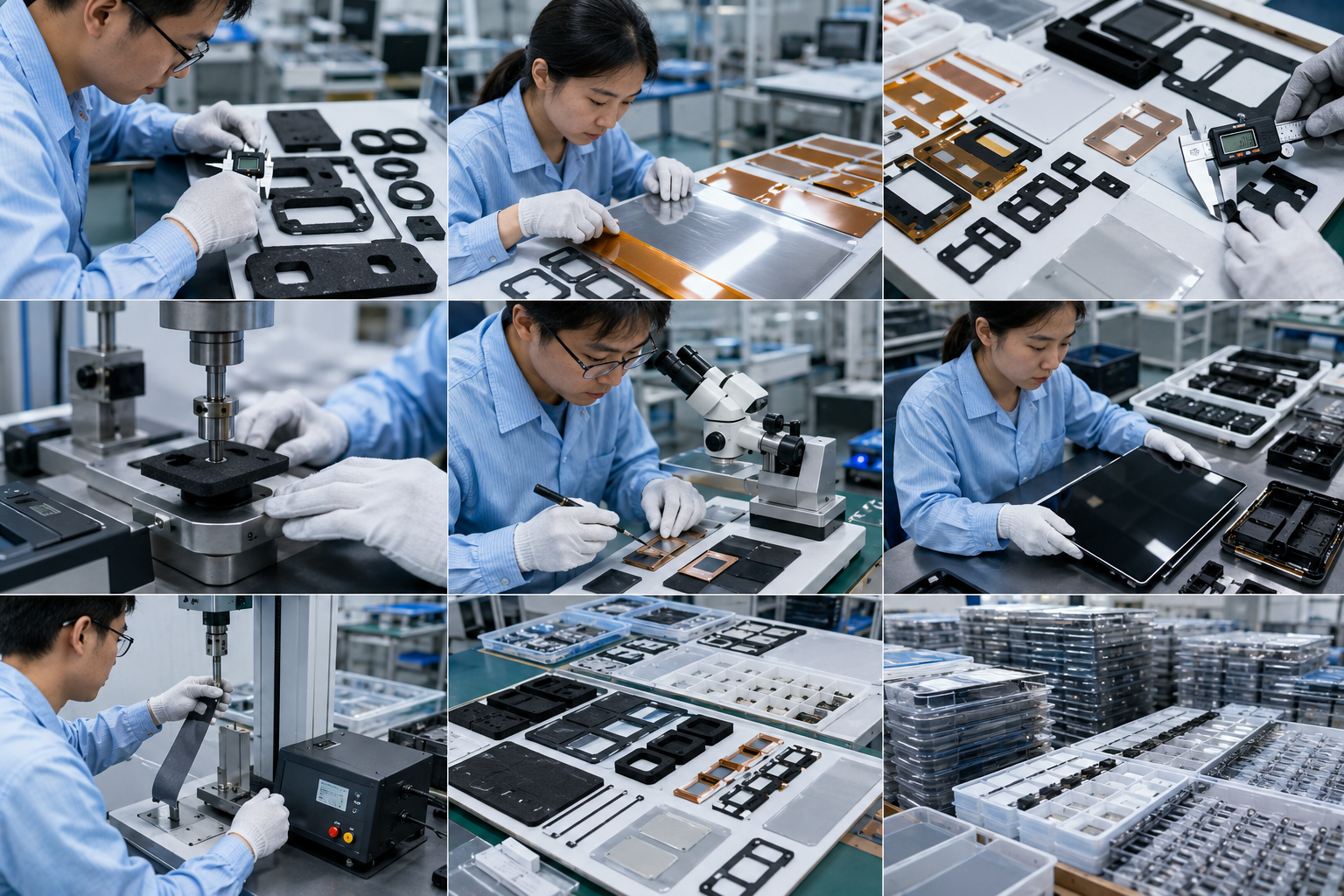 Quality inspection of automotive die cut foam rubber film and adhesive components