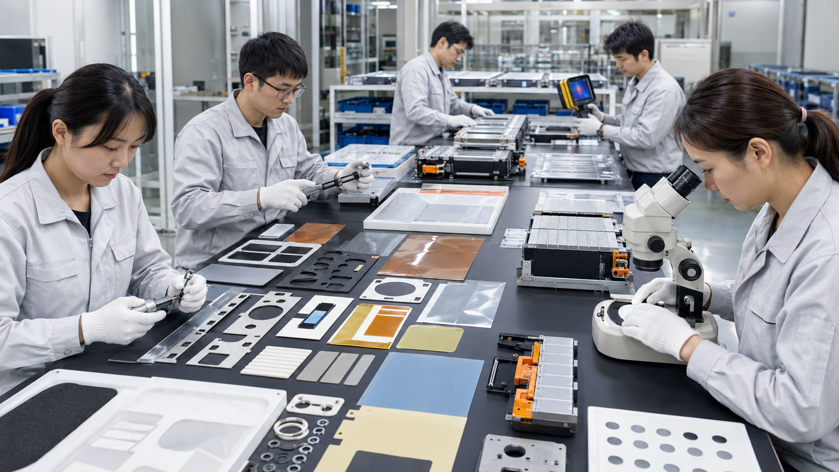 Quality inspection of EV battery die cut sealing insulation and thermal management components