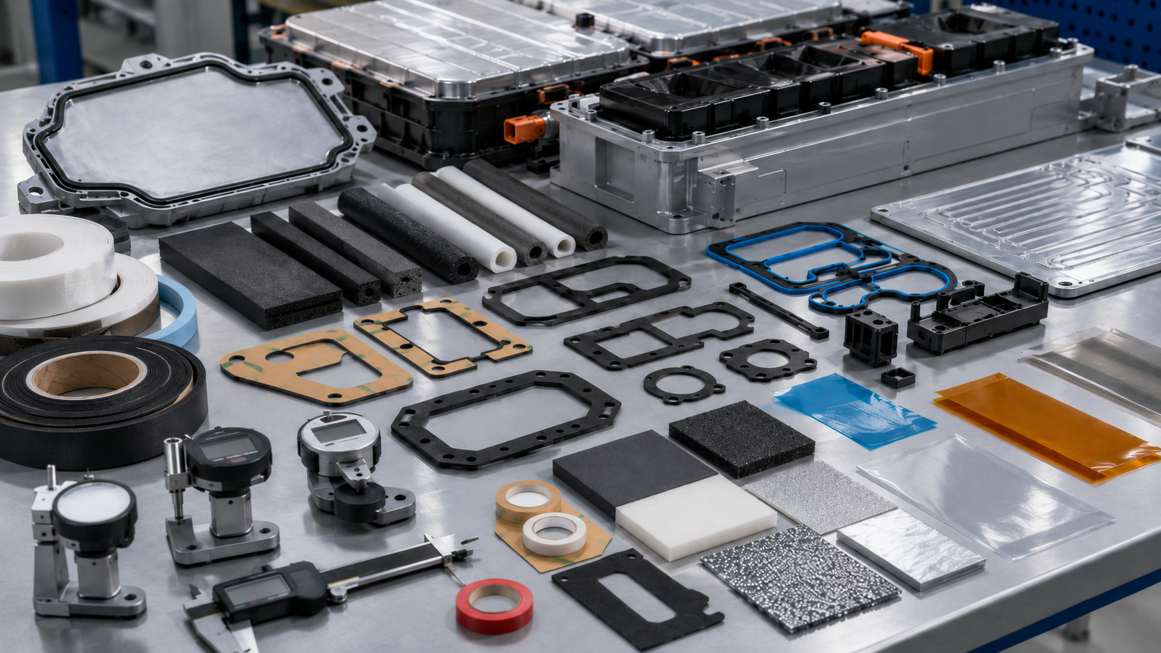 Die cut gaskets and foam materials for EV battery pack sealing