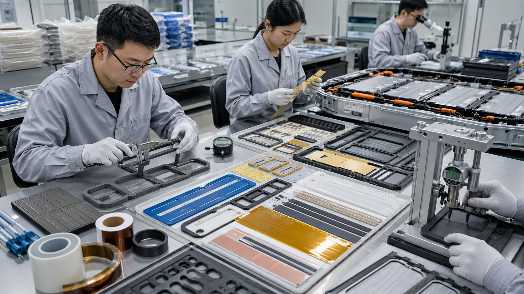 Quality inspection of EV battery pack die cut gaskets and foam sealing materials