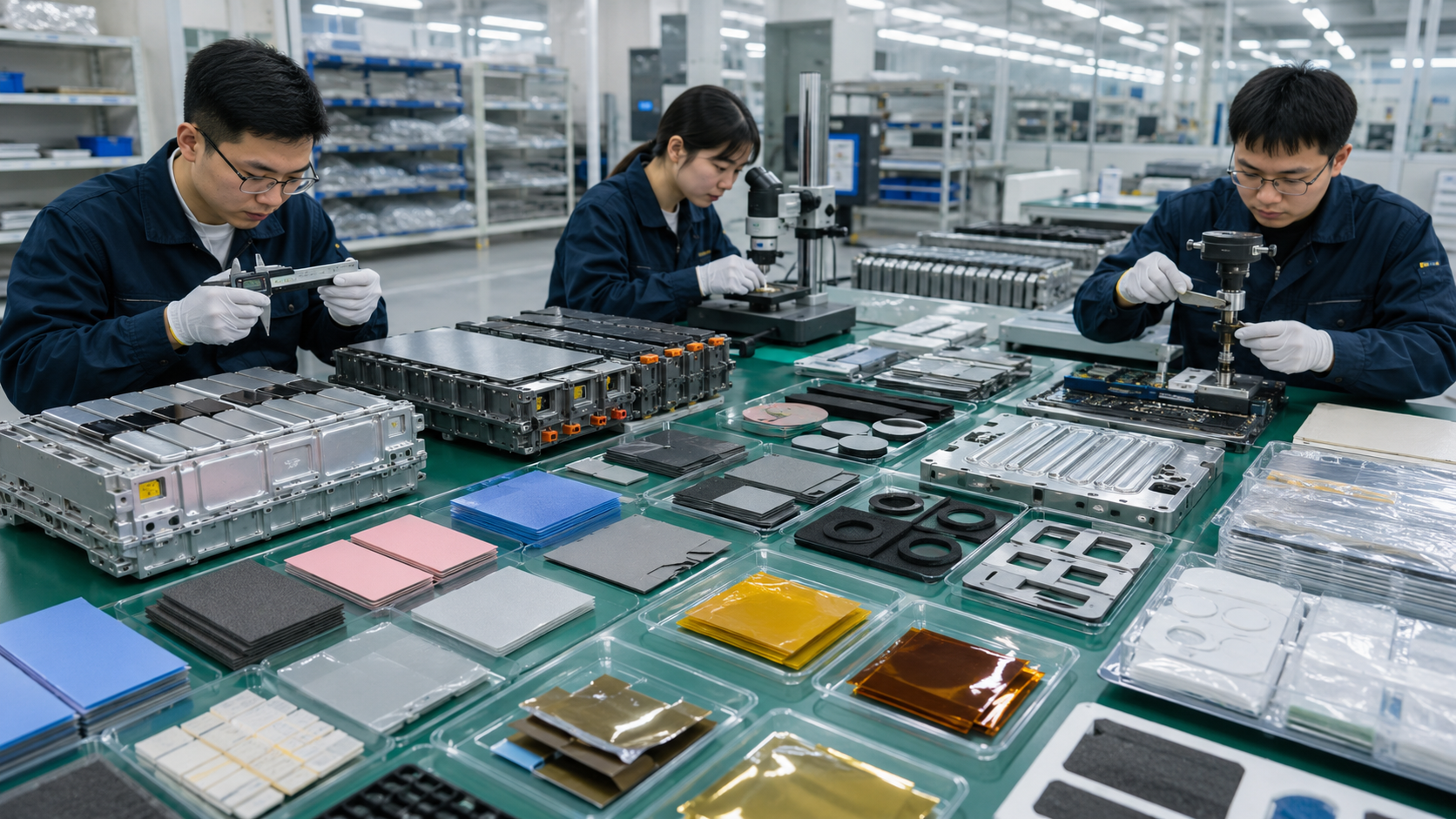 Quality inspection of EV battery die cut thermal management materials