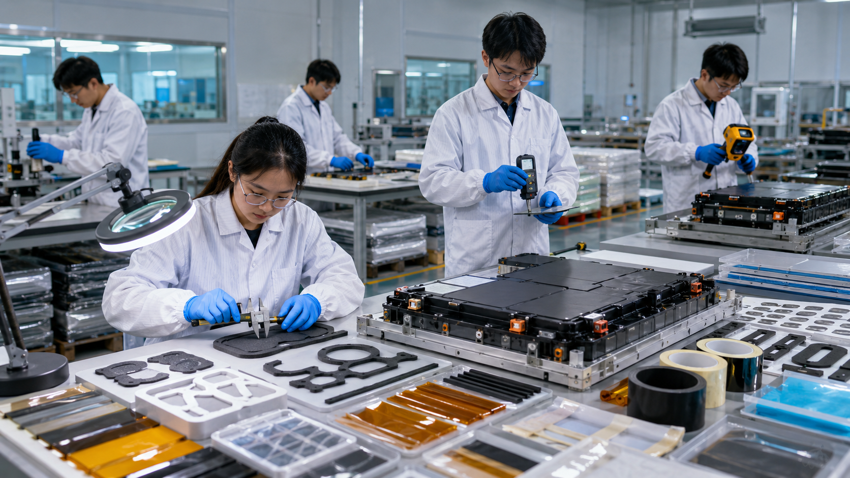 Quality inspection of die cut materials for EV battery packs and modules