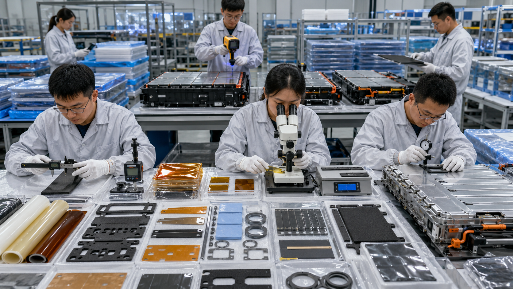Quality inspection of EV battery die cut safety insulation and protection materials