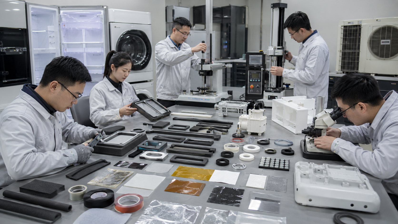 OEM engineering review of appliance die cut foam rubber and adhesive parts