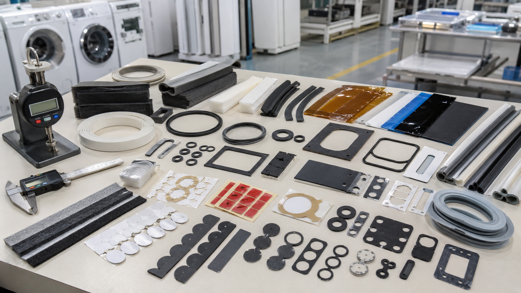 Die cut gaskets and adhesive parts used in home appliance assembly
