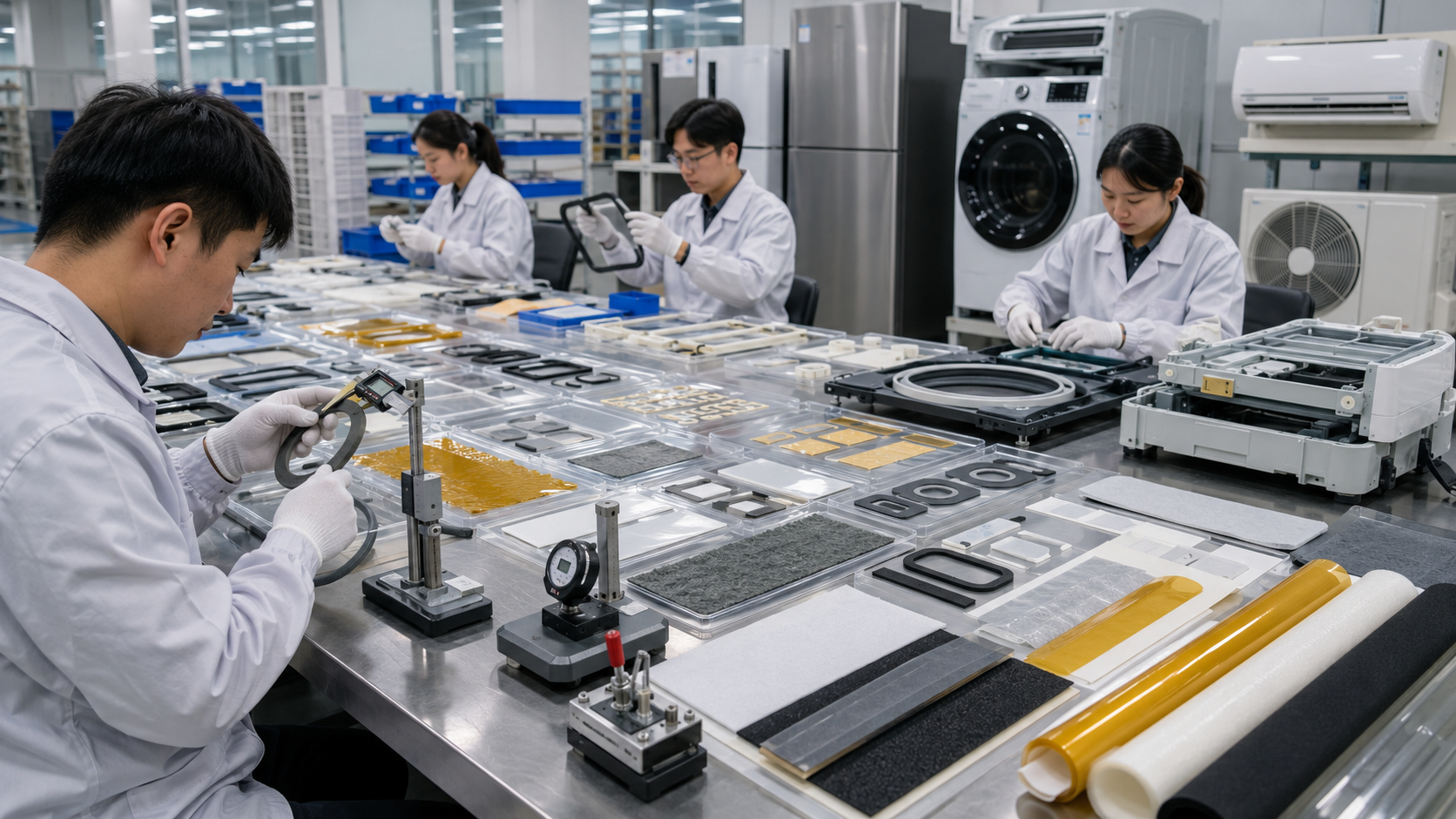 Quality inspection of appliance die cut gaskets and adhesive assembly parts