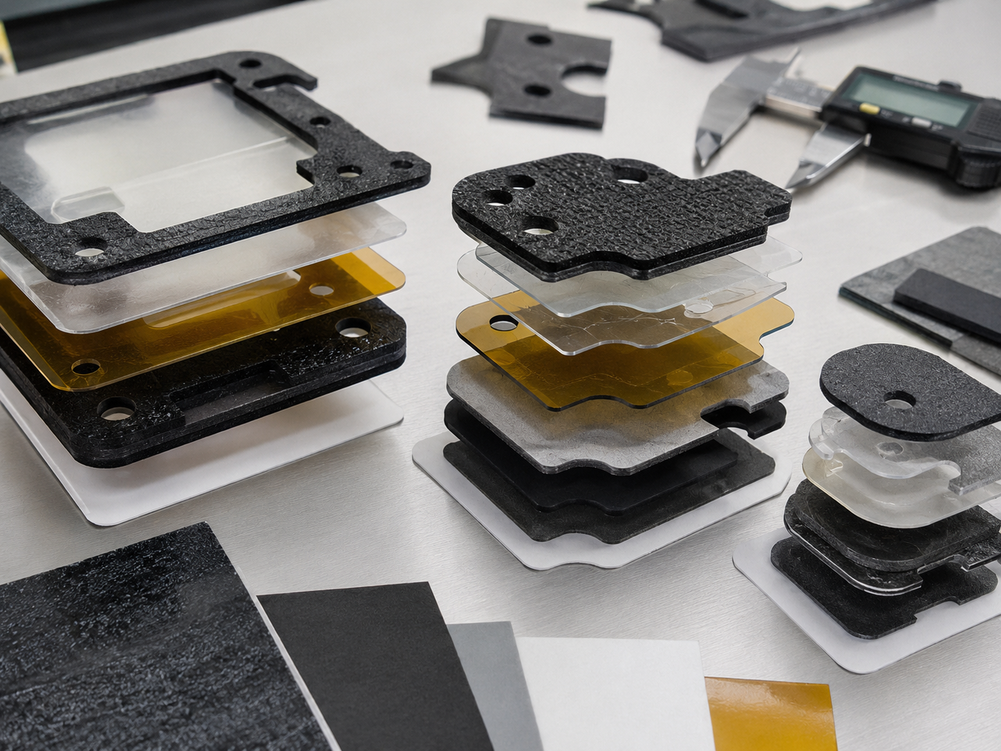 Multilayer laminated die cut automotive component structure