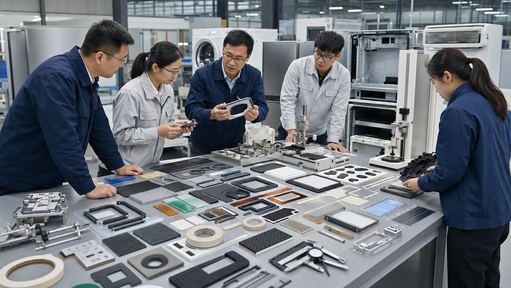 OEM engineering review of household appliance die cut foam rubber insulation and adhesive components