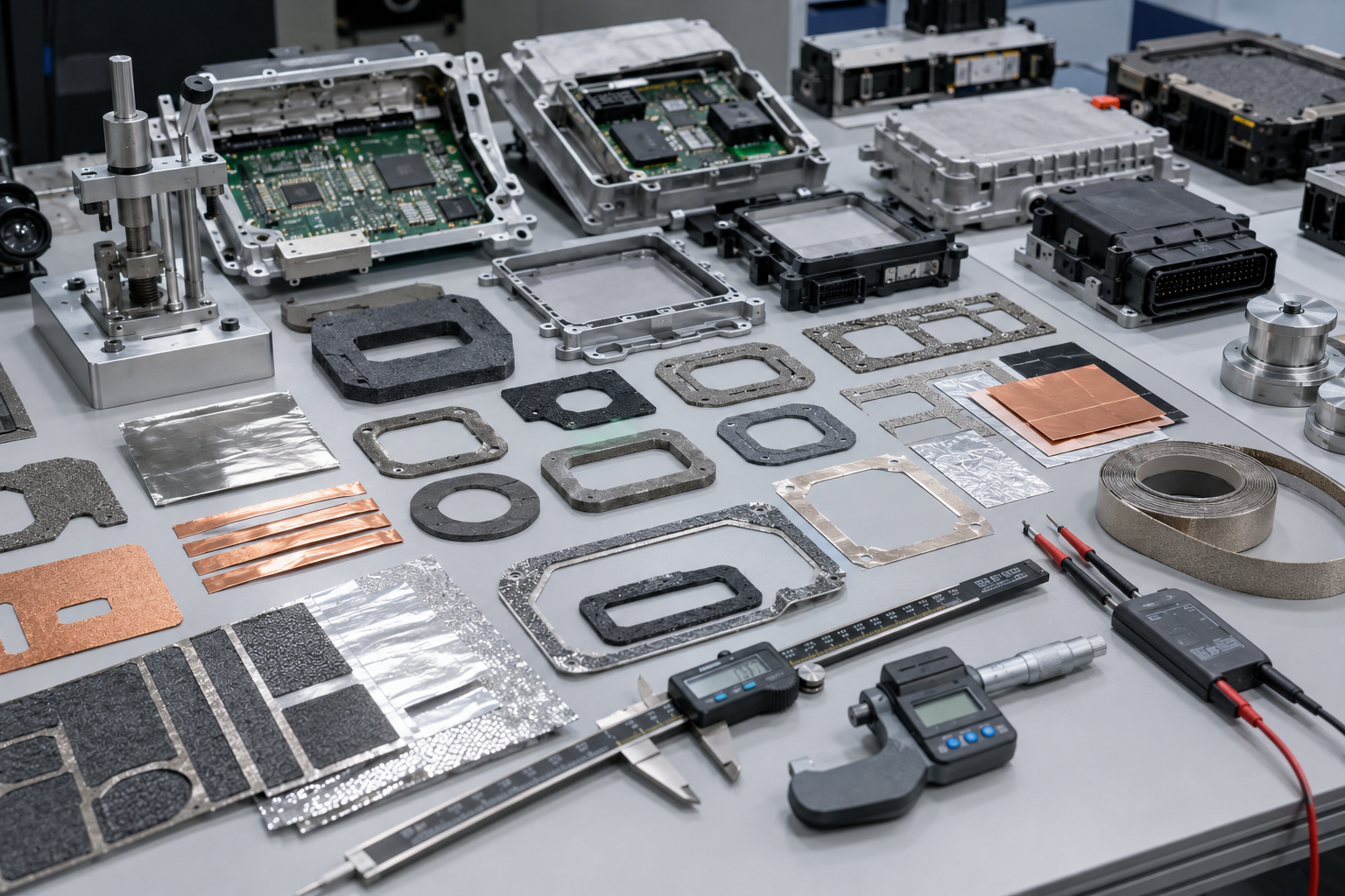 Die cut EMI gaskets for automotive electronic systems