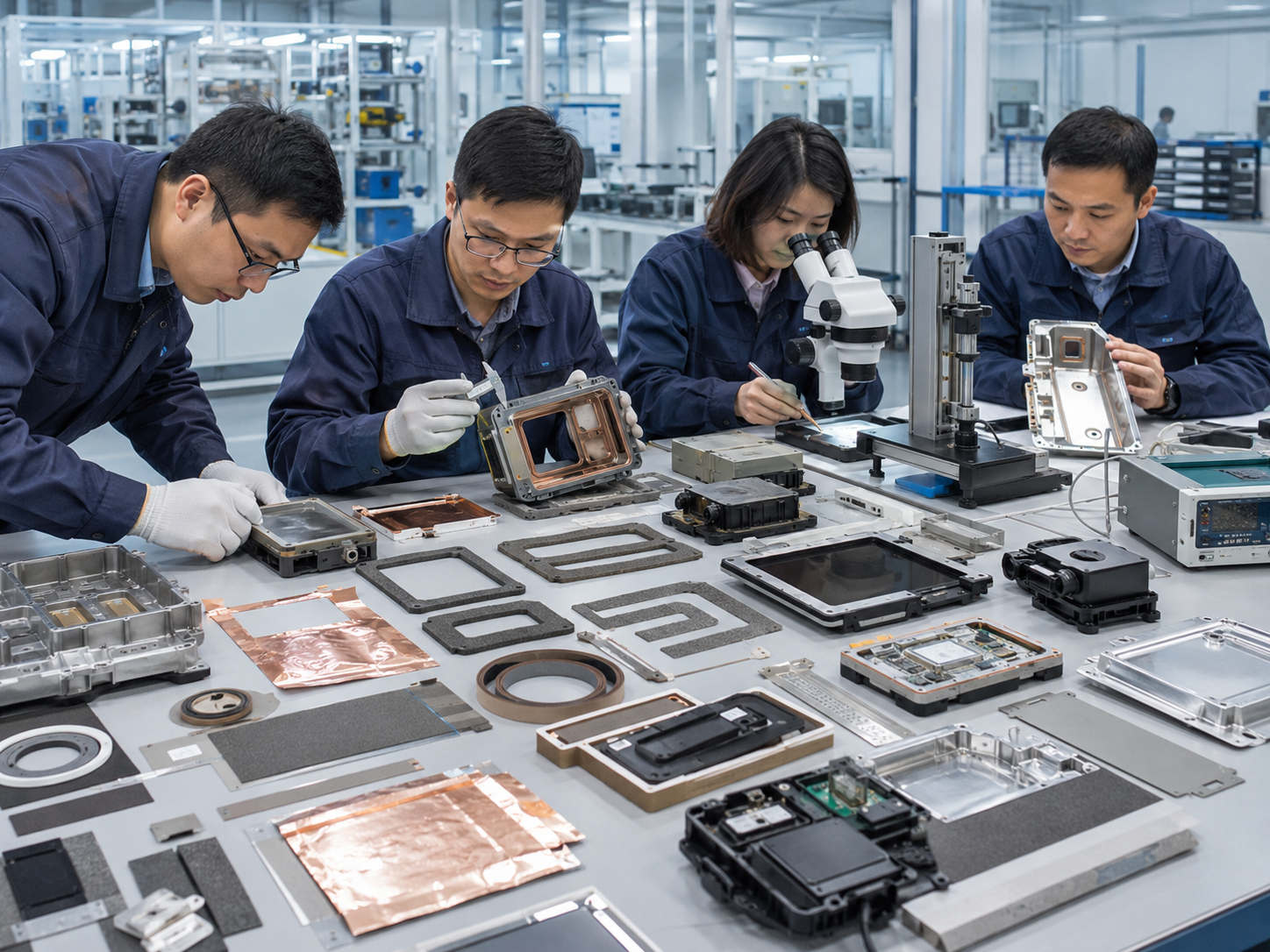 OEM engineering review of automotive EMI shielding gaskets conductive foam and adhesive components