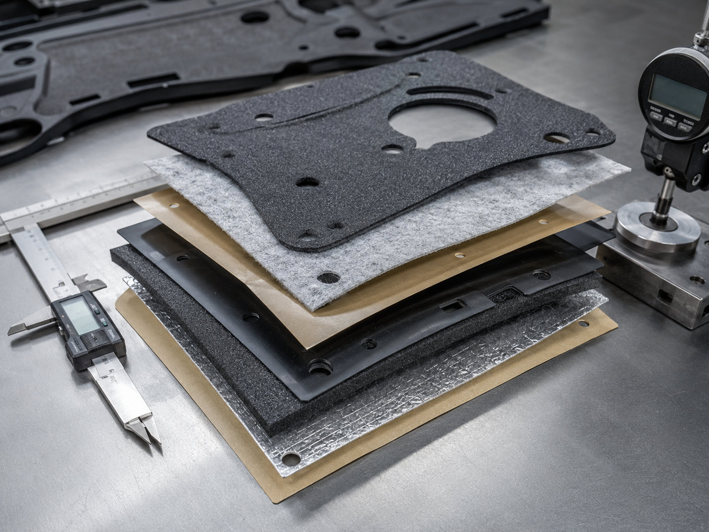 Multilayer automotive NVH die cut component structure