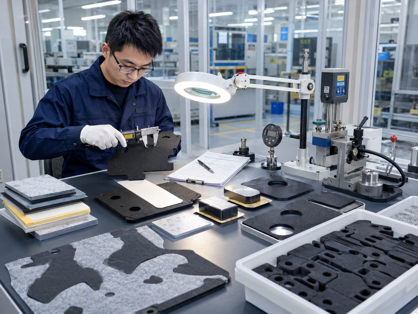 Quality inspection of automotive NVH die cut materials