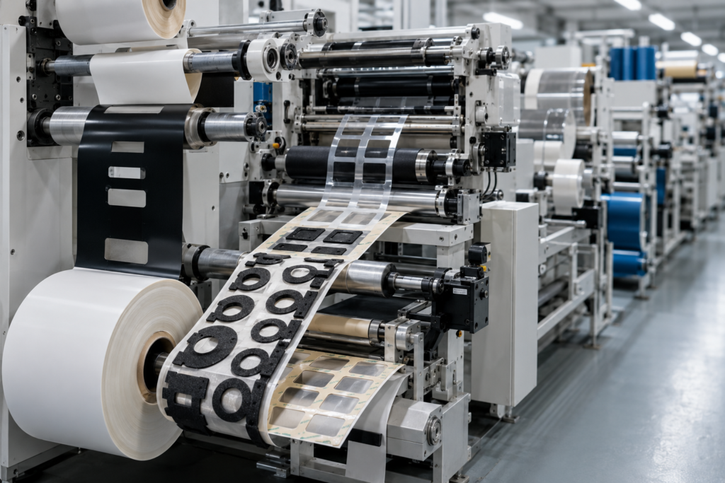 Roll-to-Roll Die Cutting for Adhesive Tape, Foam, and Protective Film Components