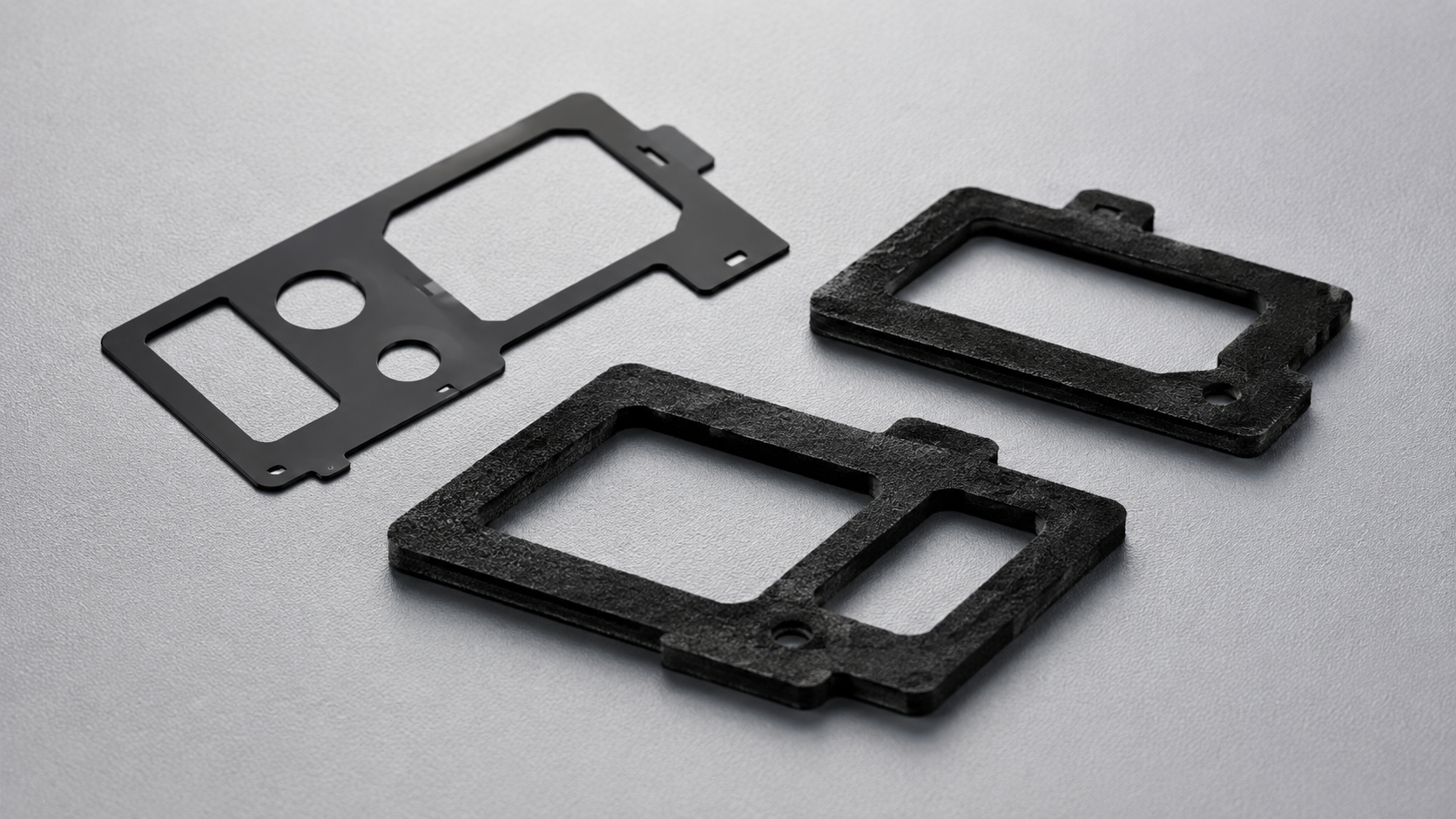 Custom die-cut black PET and foam light-blocking gaskets for camera module assembly