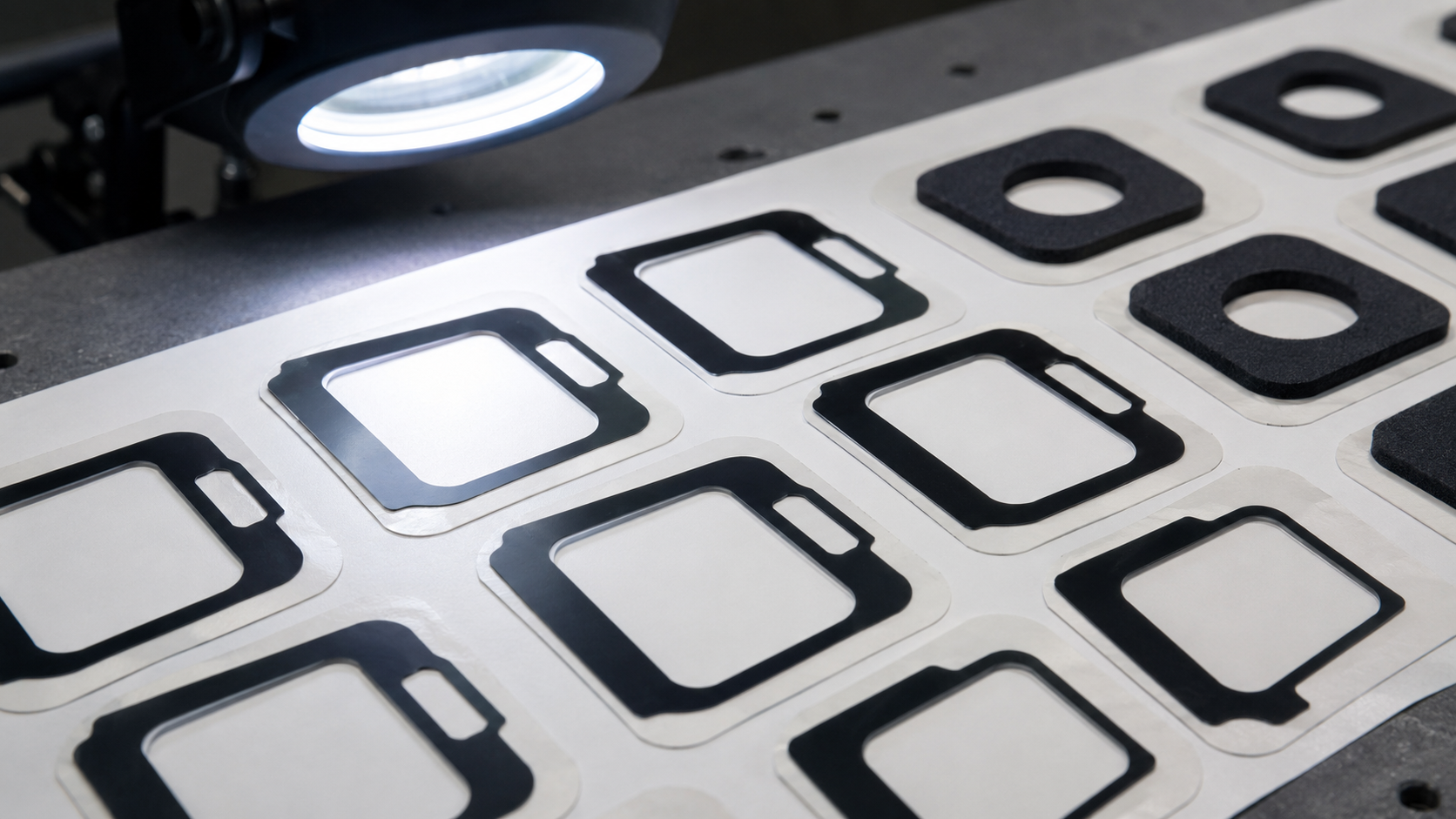 Inspection of precision die-cut light-blocking gaskets on release liners