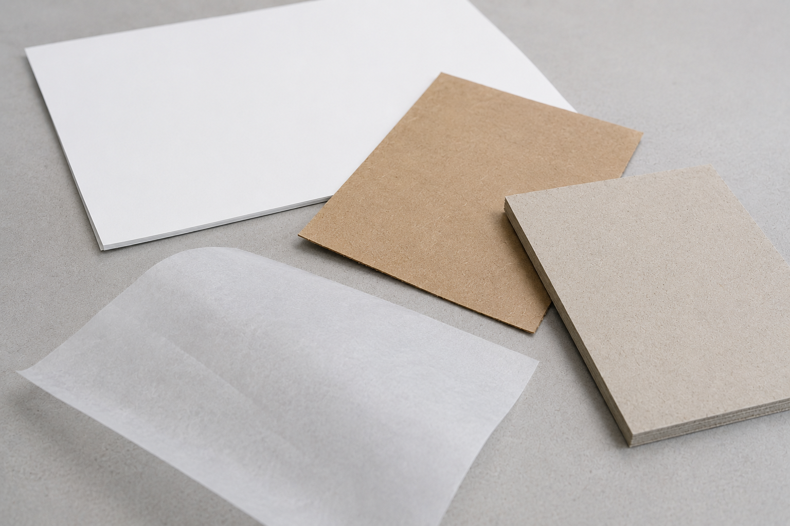Different paper materials prepared for industrial die-cutting evaluation