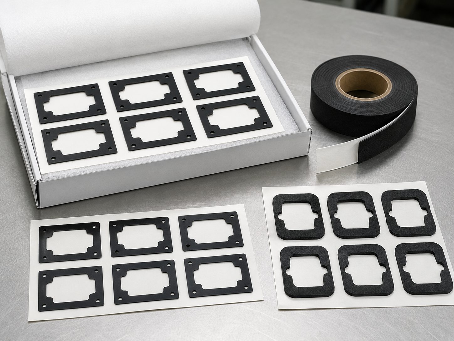 Inspected light-blocking gasket parts supplied on clean liners for optical sensor assembly